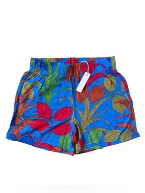 Olivaceous Tropical Leaf Print Shorts